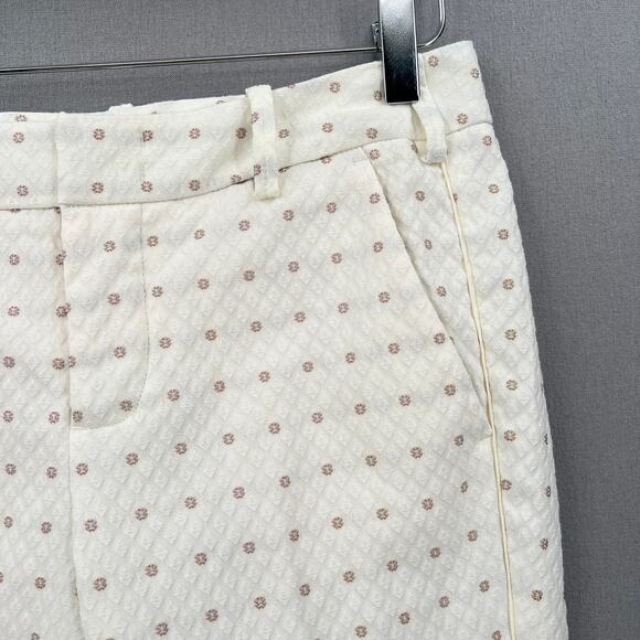 ZADIG & VOLTAIRE Posh Flower Deluxe Pants Womens S White Jacquard Straight Crop - Picture 9 of 15